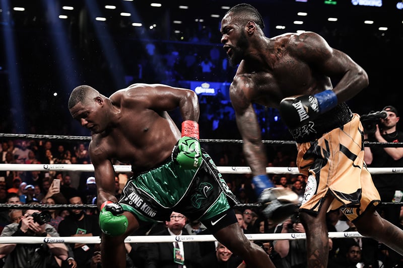 Deontay Wilder (right) drops a bomb on Luis Ortiz. Photo by Amanda Westcott/SHOWTIME