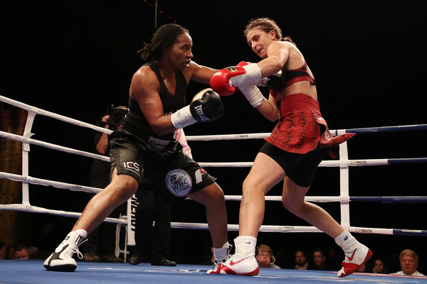 Undefeated WBC/WBO female middleweight titleholder Christina Hammer (right) vs. Tori Nelson. Photo credit: Getty Images