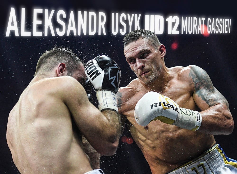 Undisputed cruiserweight champion Oleksandr Usyk (right) vs. Murat Gassiev (left). Photo credit: Vladimir Astapkovich/Sputnik via Associated Press
