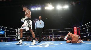 Eleider Alvarez (standing) vs. Sergey Kovalev. Photo courtesy of HBO Boxing