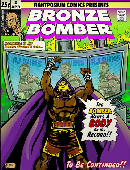 WBC heavyweight titlist Deontay Wilder as "Bronze Bomber." Art courtesy of Rob Ayala