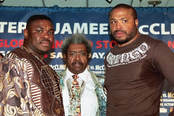 (From left to right) Samuel Peter, Don King and Jameel McCline. Photo credit: Jim Everett