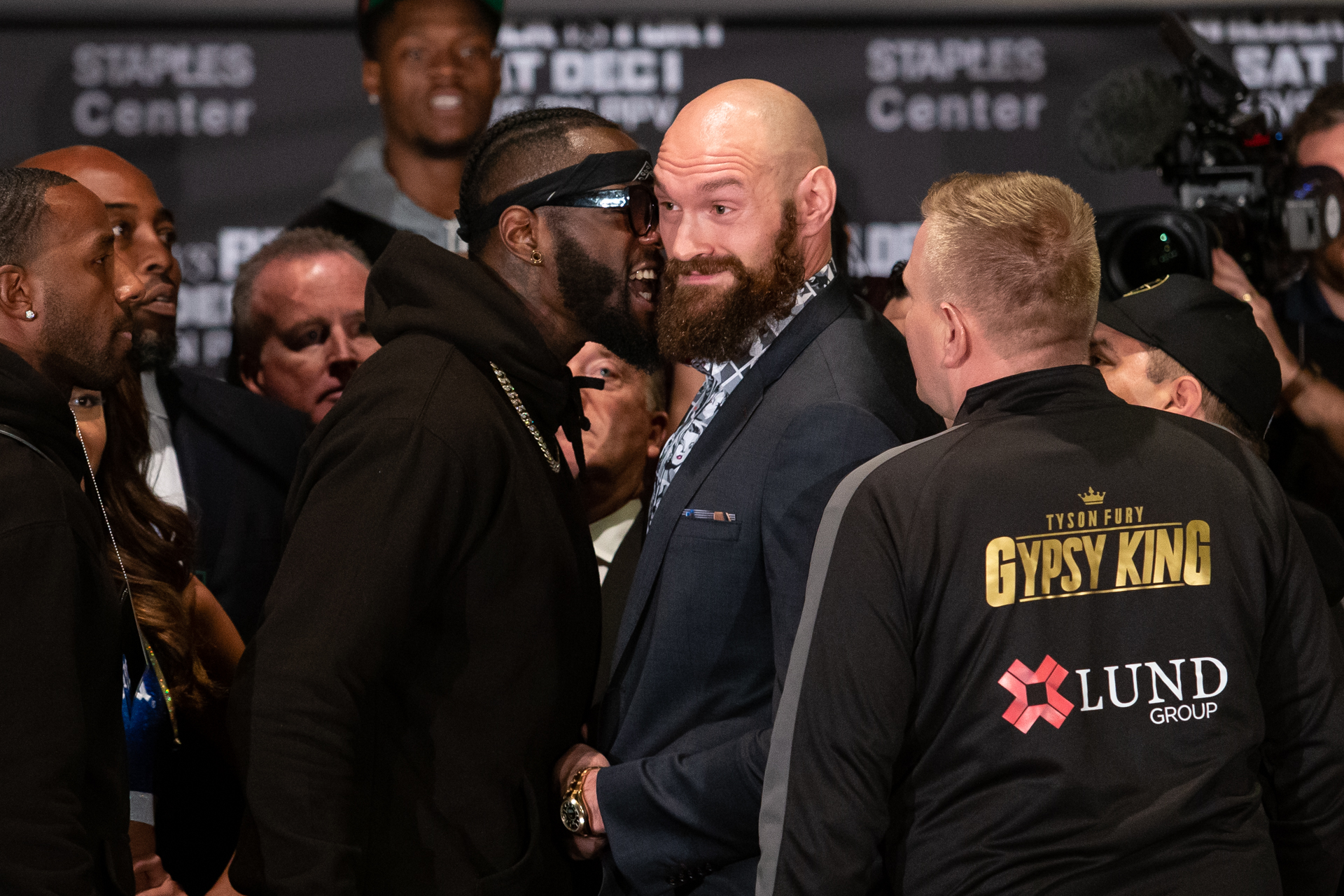 WBC heavyweight titlist Deontay Wilder (left) and lineal heavyweight champion Tyson Fury. Photo credit: Esther Lin/Showtime