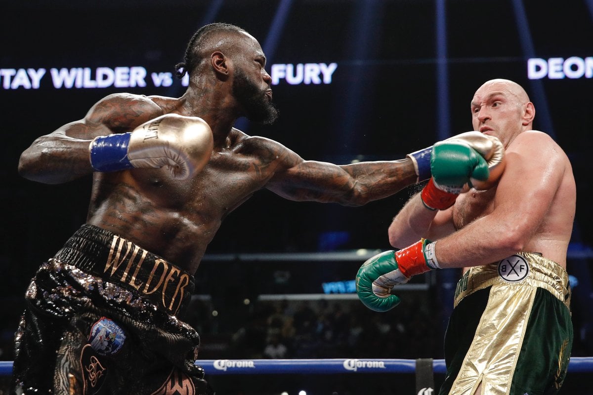 Lineal heavyweight champion Tyson Fury (right) made WBC heavyweight titlist Deontay Wilder miss for much of the fight but the American still scored two knockdowns. Photo / @ShowtimeBoxing