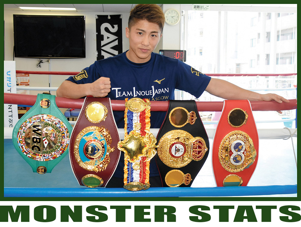 Naoya Inoue's title belt collection is almost as impressive as Vasiliy Lomachenko's.