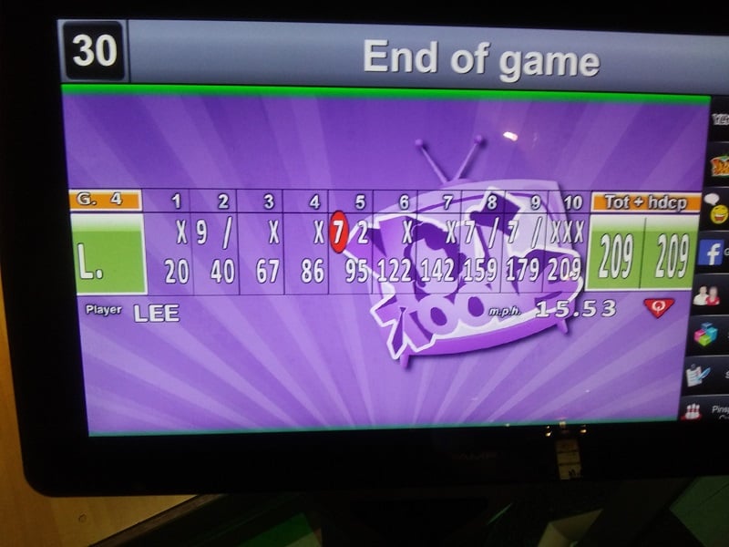 Proof positive that familiarity breeds excellence. The Travelin' Man's fourth and final game at the bowling alley inside Sam's Town Resort & Gambling Hall proved to be his best as his 209 score included three consecutive strikes in the 10th and final frame. Photo credit: Lee Groves