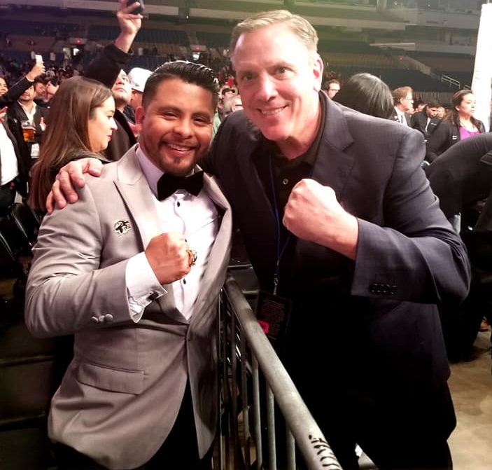 Jeremiah Gallegos (left) and Golden Boy Promotions' Chief Operating Officer Robert Gasparri. Photo courtesy of Jeremiah Gallegos
