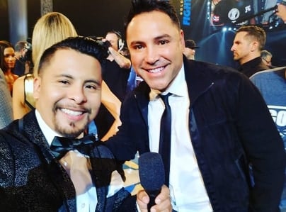 Jeremiah Gallegos (left) with Golden Boy Promotions founder Oscar De La Hoya. Photo courtesy of Jeremiah Gallegos