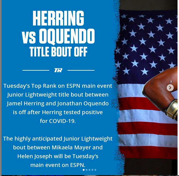 The Jamel Herring vs. Jonathan Oquendo fight was put off twice. 