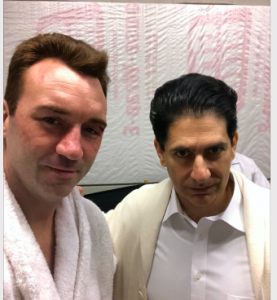 Sean Monaghan, playing Henry Cooper, poses with Michael Imperioli, who played Angelo Dundee in "One Night in Miami."