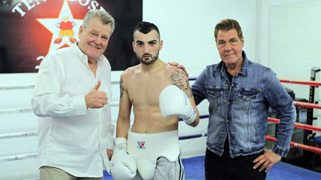 Vanes Martirosyan poses with his new promoter, Dan Goossen (left), and his new trainer Joe Goossen.