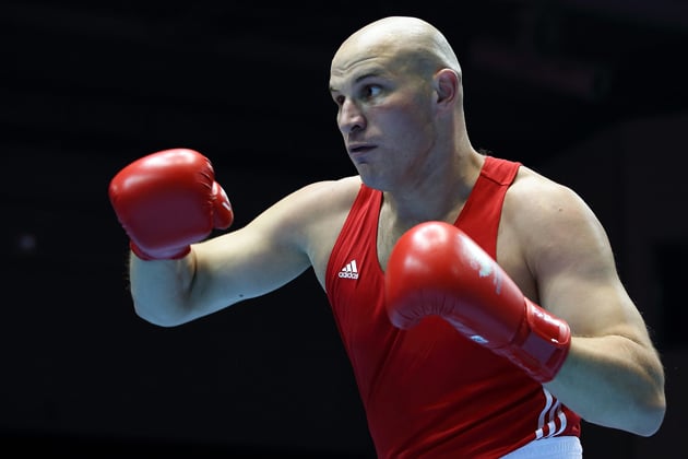 Ivan Dychko, of Kazakhstan, in action during the men's super heavyweight final of the 2014 Asian Games at Seonhak Gymnasium on Oct. 3 in Incheon, South Korea. Photo by Suhaimi Abdullah/Getty Images