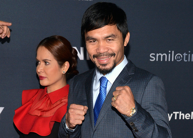 Manny Pacquiao poses at the premiere of the film 'Manny,' about his amazing life. Andreas Hale hoped to learn more about Pacquiao's personal relationships, such as with his wife, Jinkee (pictured). Photo by Michael Tullberg / Getty Images
