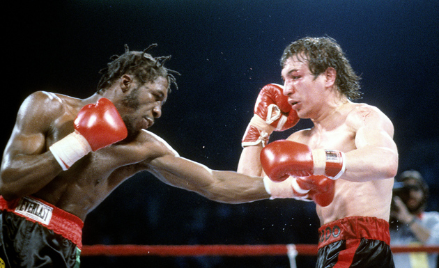 CompuBox was introduced for the first time onthe HBO telecast of the rematch between Livingstone Bramble (left) and Ray Mancini 30 years ago. Photo from THE RING archives