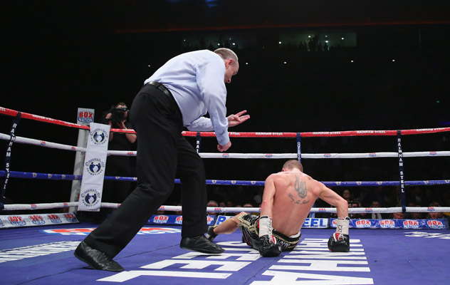 Paul Butler is counted out after going down at the hands of Zolani Tete. Photo by Alex Livesey/Getty Images.