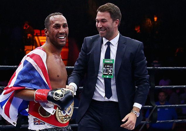 DeGale with promoter Eddie Hearn after IBF title triumph