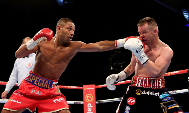 LONDON, ENGLAND - MAY 30: Kell Brook of Engalnd and Frankie Gavin of England exchange blows during their IBF World Welterweight Championship bout at The O2 Arena on May 30, 2015 in London, England. (Photo by Ben Hoskins/Getty Images)