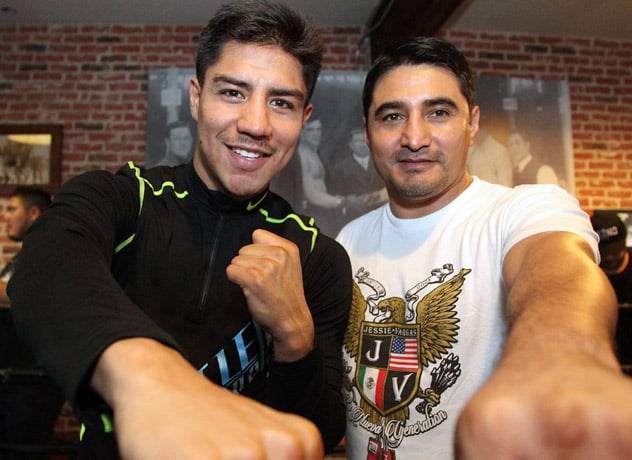 Erik Morales (R) with one of his latest students, Jessie Vargas. Photo by Chris Farina / Top Rank
