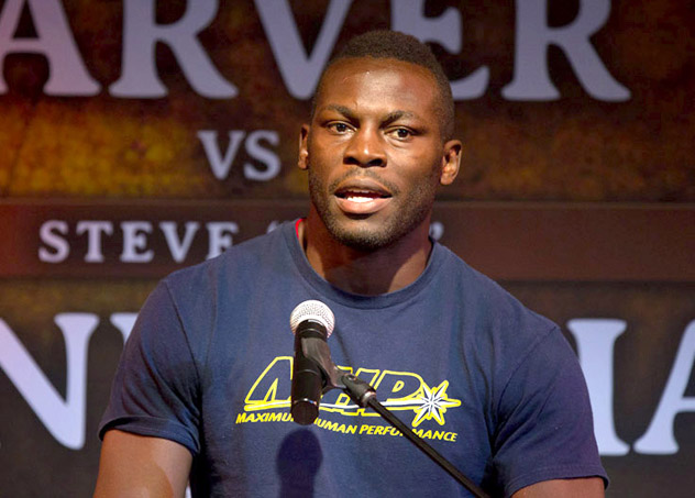 Steve Cunningham speaking at the final press conference to promote his fight against Antonio Tarver on Aug. 14 in New Jersey. Photo by Lucas Noonan/PBC.