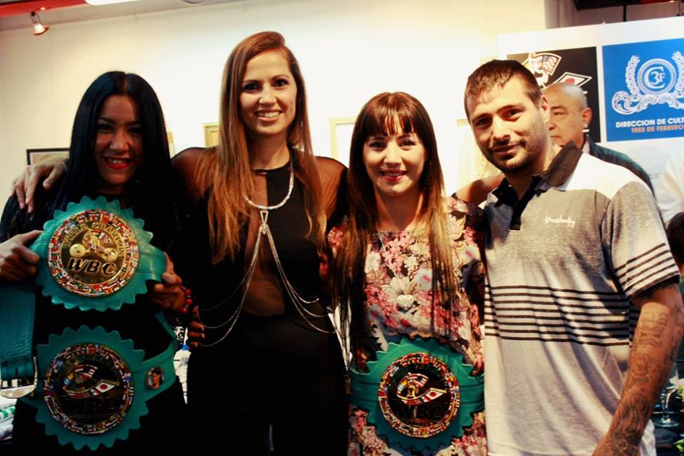 (From left to right) Erica Farias, Silvana Carsetti, Soledad Matthysse and Lucas Matthysse. Photo credit: Andrea Carrio/Kolo Images Photography