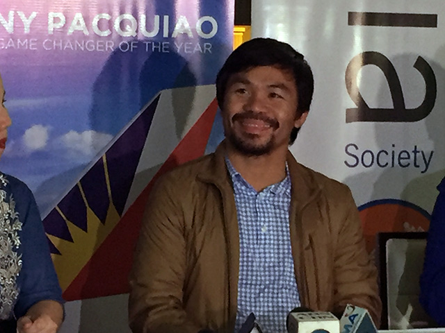 Manny Pacquiao smiles during a recent press conference in Manila. Photo by Ryan Songalia