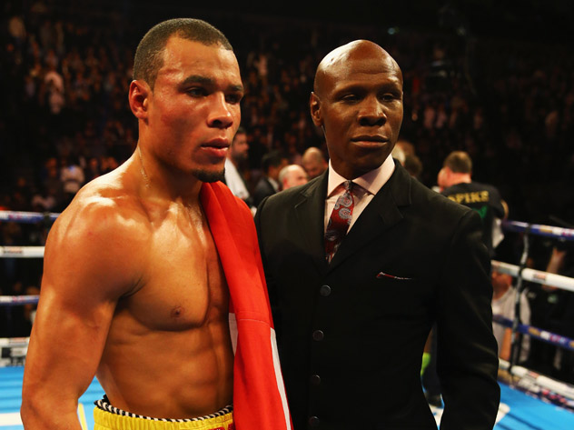 Chris Eubank Jr. (left) with his father (Photo by Richard Heathcote/Getty Images)