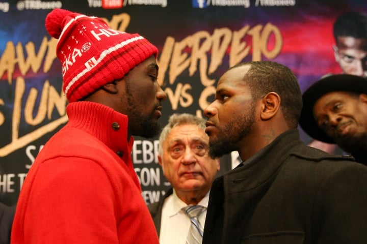 Jan 12, 2016; New York, NY, USA; WBO junior welterweight titleholder Terence Crawford vs. Hank Lundy press conference at Chase Square at Madison Square Garden in New York City.  Photo credit: Ed Mulholland/Top Rank Promotions