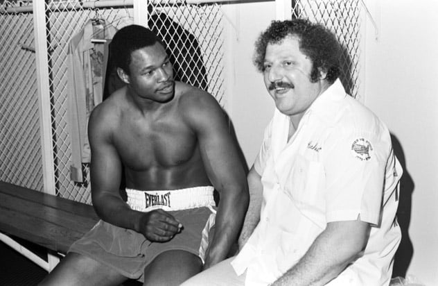 Larry Holmes with trainer Rich Giachetti on April 30, 1976 in Easton, Pennsylvania. Photo: THE RING