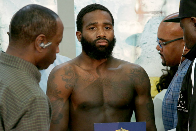 Adrien Broner during Thursday's weigh-in when he lost his title on the scales.
