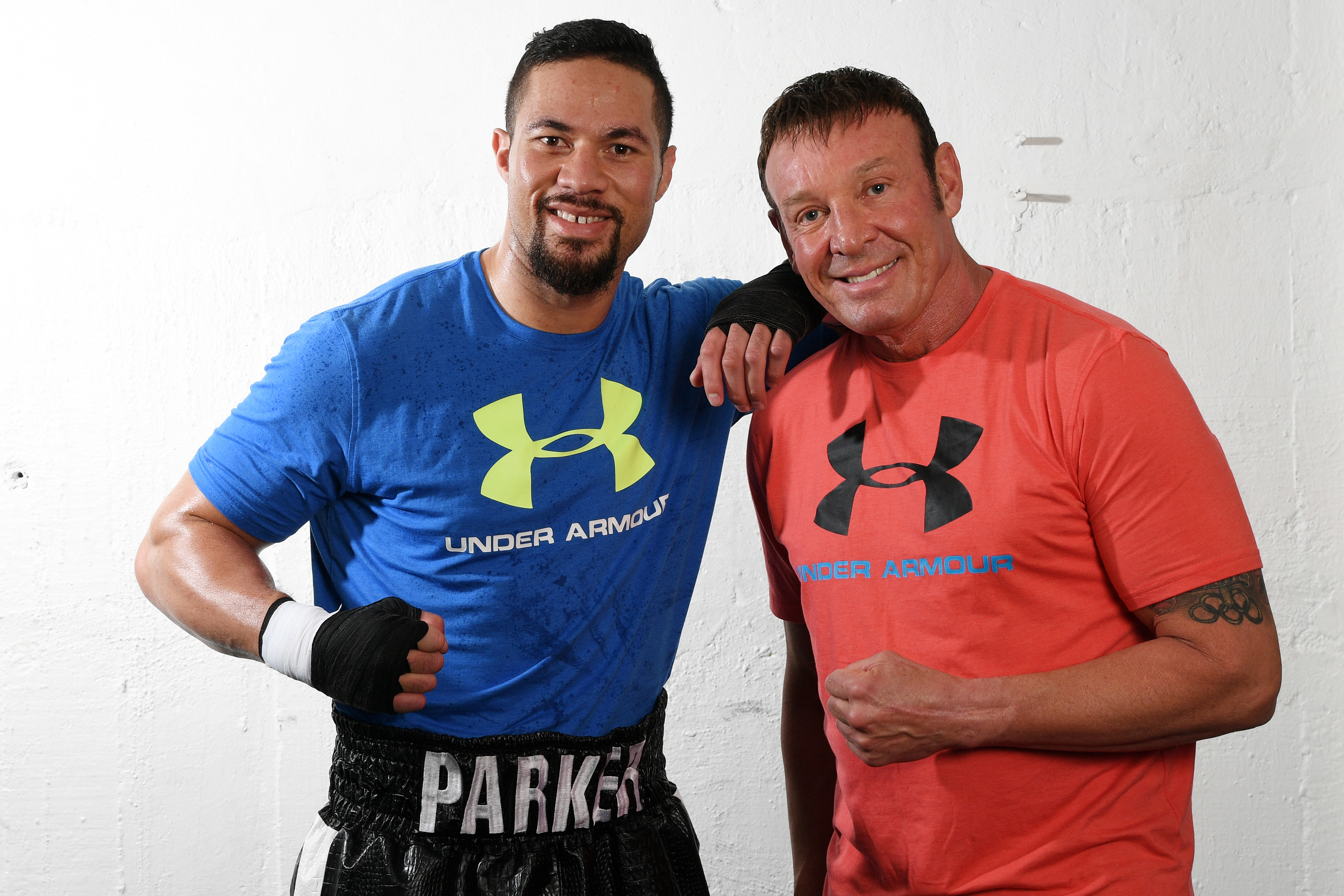 New Zealander and undefeated heavyweight contender Joseph Parker (left) and trainer Kevin Barry during a photoshoot at The Wreckroom, Auckland, New Zealand. Monday, May 9, 2016. Copyright Photo credit: Andrew Cornaga/www.photosport.nz
