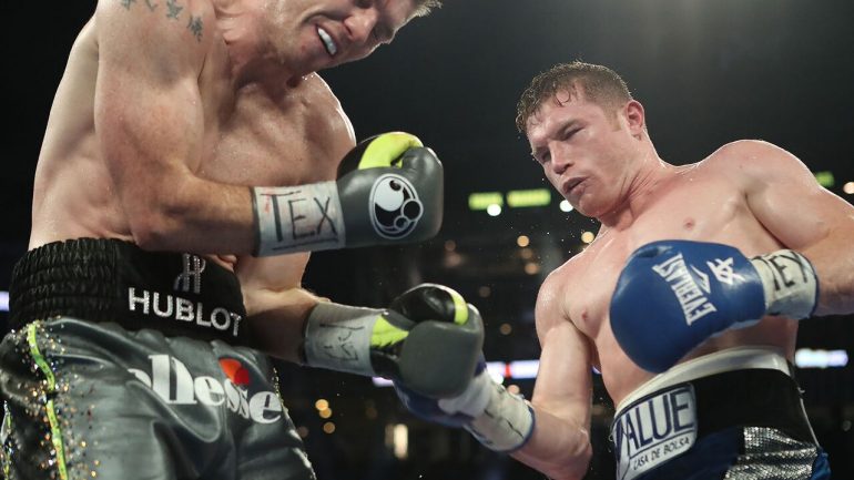 Canelo pounds beefy, drops him three times