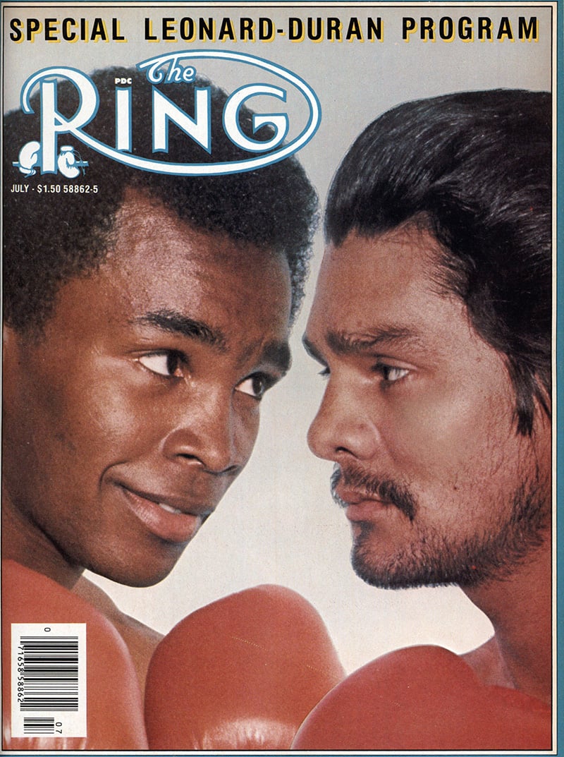 JULY 1980: Ring Magazine Cover- Sugar Ray Leonard and Roberto Duran on the cover. (Photo by: The Ring Magazine/Getty Images) *** Local Caption *** Sugar Ray Leonard;Roberto Duran