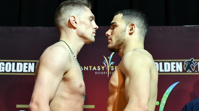 Jason Quigley-Glen Tapia final bout sheet with weigh-in results