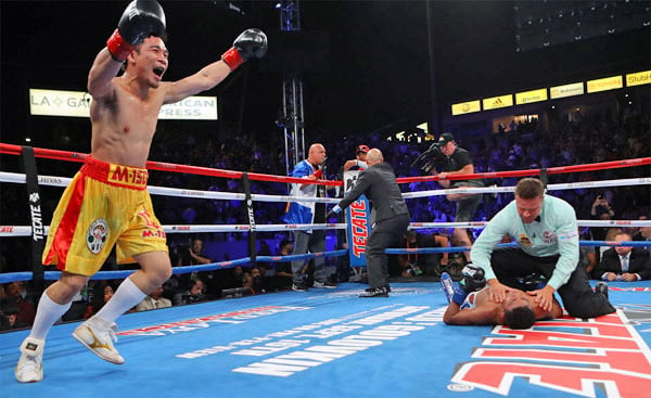 Srisaket Sor Rungvisai (left) stunned the boxing world with a fourth-round knockout of Roman Gonzalez. Photo by Tom Hogan