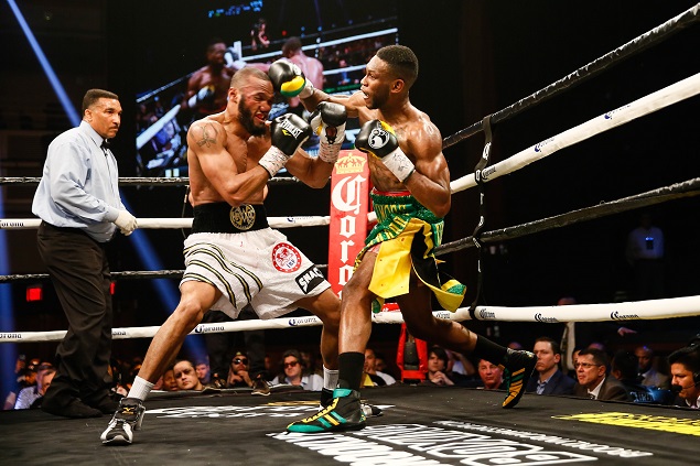 Junior middleweight contender Julian Williams (left) vs. Nathaniel Gallimore. Photo credit: Stephanie Trapp/Trapp Photos