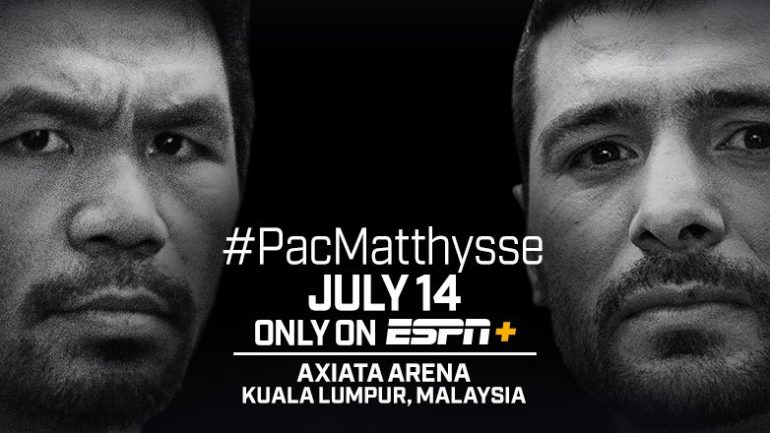 Pacquiao-Matthysse to be streamed live on ESPN+ in U.S.