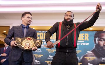 Manny Pacquiao (left) and Adrien Broner. Photo credit: Esther Lin/SHOWTIME