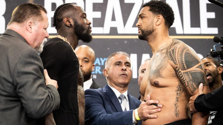 Photos: Deontay Wilder, Dominic Breazeale on the scales in Brooklyn