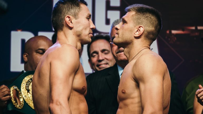 Photos: Gennadiy Golovkin, Sergiy Derevyanchenko make weight in NY