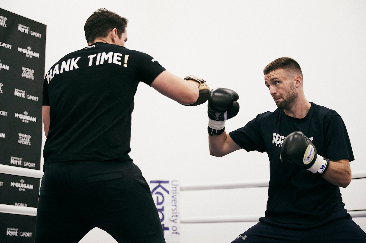 Josh Taylor during a media workout at McGuigans Gym ahead of his WBSS Final against Regis Prograis at the O2 Arena on 26th October 2019. 9th October 2019 Picture By Mark Robinson.