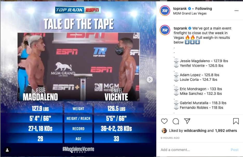 Magdaleno vs Vicente headlines the Thursday, June 11, 2020 Top Rank on ESPN card. 
