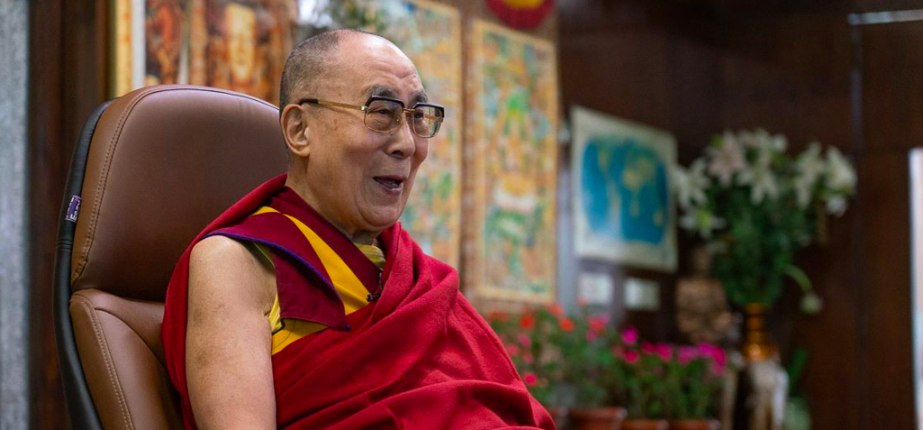 The Dalai Lama, in typical mode, rolling with the punches. 