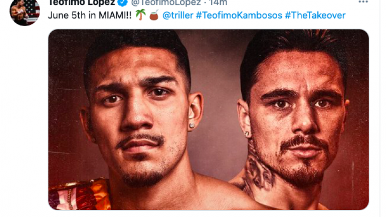 Looks like date and site are set firmed up for Teofimo Lopez v George Kambosos bout
