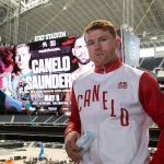 May 4th, 2021; Arlington, TX; Saul “Canelo” Alvarez tours AT&T Stadium and addresses the media prior to his WBC, WBA and WBO unification fight against Billy Joe Saunders on May 8th, 2021. Mandatory Credit: Michelle Farsi/Matchroom.