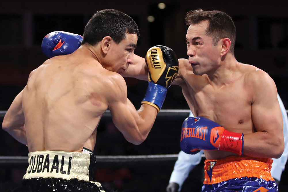 The great Nonito Donaire (right) proved to be levels above Nordine Oubaali. (Photo by Katelyn Mulcahy/Getty Images)