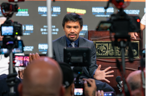 Manny Pacquiao talks to media 