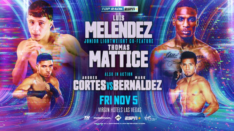 Luis Melendez-Thomas Mattice set for November 5 in Las Vegas