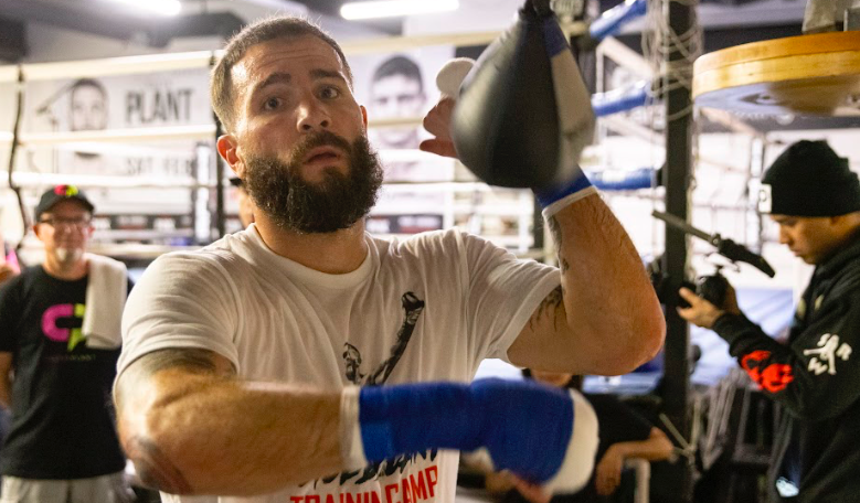 Caleb Plant works out for media on Oct. 27, ahead of his Nov. 6 bout vs. Canelo Alvarez.