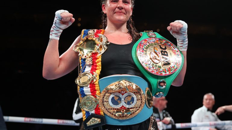 Chantelle Cameron retains unified championship with landslide win over Victoria Bustos