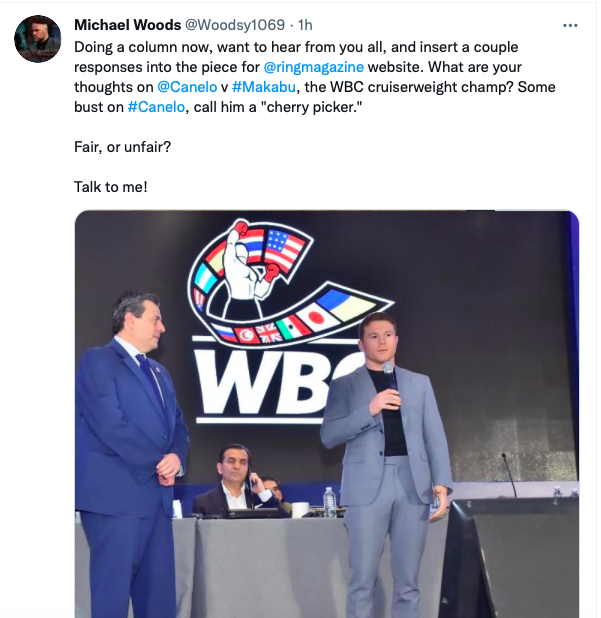 Canelo Alvarez talks about moving to cruiserweight as WBC president Mauricio Sulaiman listens at the WBC convention.